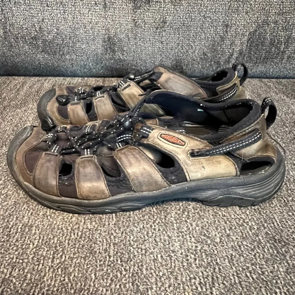 Keen Leather Sandals Mens 9 Brown Targhee Waterproof Trail Rugged Hiking Outdoor